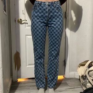 COPY - checkered straight leg jeans! high rise:) 🤍🤍